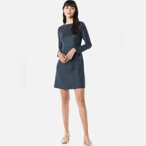 Theory Slate Blue Long-Sleeve Mini Dress